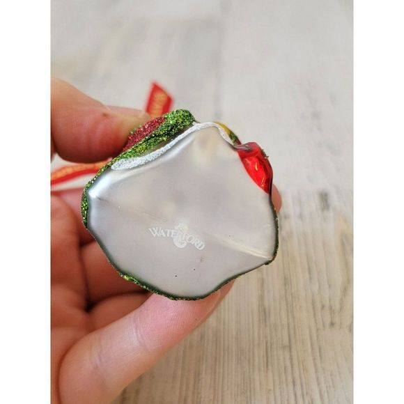 Waterford green red glitter Santa Claus blown glass ornament Xmas - Picture 5 of 5